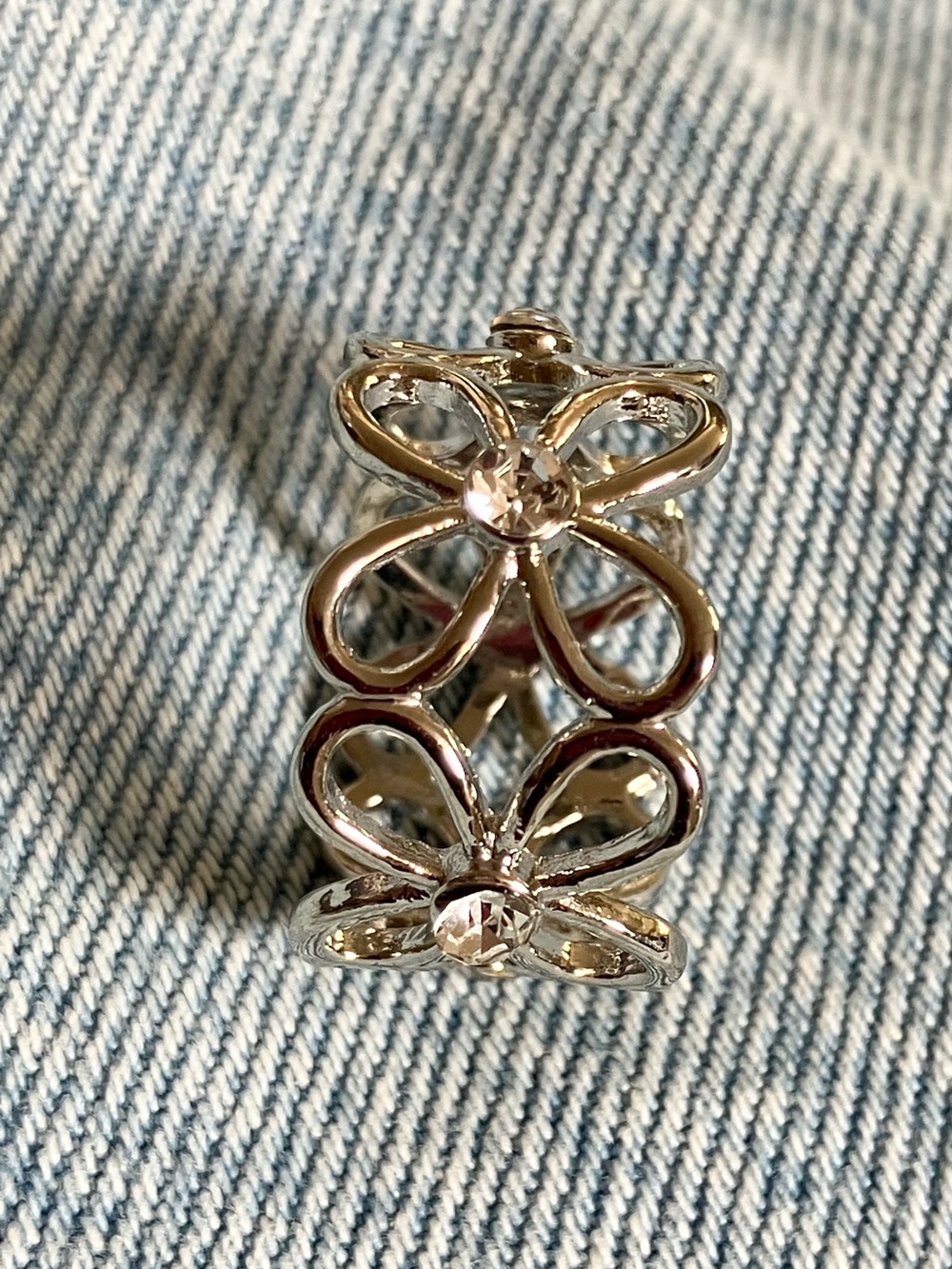 Silver Floral Openwork Scarf Slide - Picture 2 of 5